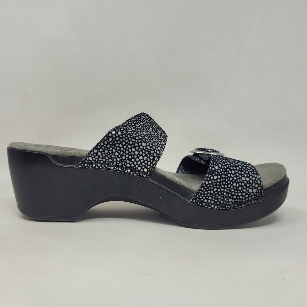 Dansko Sandals Eu38 Us8 Black Shagreen Sophie Lea… - image 5